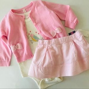 Baby Girl 6-9 Months Sweater Bodysuit Skirt Set Outfit Birdie Spring Easter